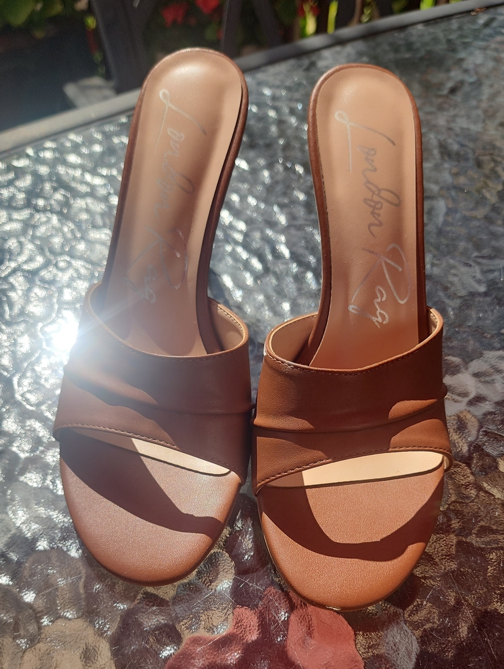 London Rag Macchiato Women's Heeled Slide Sandal Size 8.5